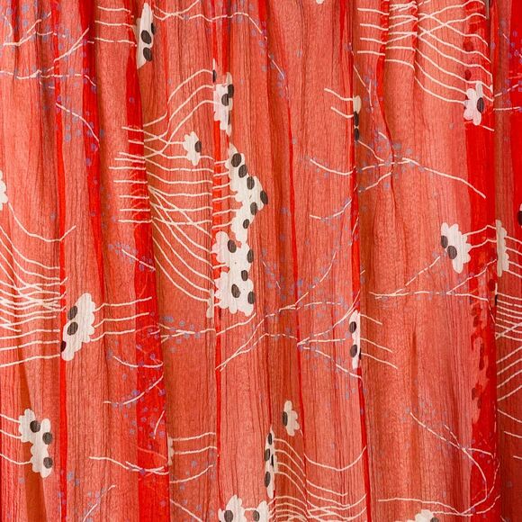 Development by Erica Davies Red Gold Crinkle Silk Dress Size 4 - Picture 3 of 9